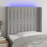 Tăblie de pat cu LED, gri deschis, 203x16x118/128 cm, textil GartenMobel Dekor