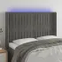Tăblie de pat cu LED, gri deschis, 203x16x118/128 cm, catifea GartenMobel Dekor