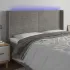 Tăblie de pat cu LED, gri închis, 163x16x118/128 cm, catifea GartenMobel Dekor