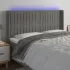 Tăblie de pat cu LED, gri deschis, 203x16x118/128 cm, catifea GartenMobel Dekor