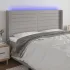 Tăblie de pat cu LED, gri deschis, 163x16x118/128 cm, textil GartenMobel Dekor
