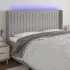 Tăblie de pat cu LED, gri deschis, 203x16x118/128 cm, textil GartenMobel Dekor