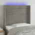 Tăblie de pat cu LED, gri deschis, 147x16x118/128 cm, catifea GartenMobel Dekor