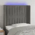 Tăblie de pat cu LED, gri deschis, 203x16x118/128 cm, catifea GartenMobel Dekor