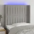 Tăblie de pat cu LED, gri deschis, 203x16x118/128 cm, textil GartenMobel Dekor