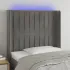 Tăblie de pat cu LED, gri deschis, 203x16x118/128 cm, catifea GartenMobel Dekor