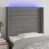 Tăblie de pat cu LED, gri deschis, 103x16x118/128 cm, textil GartenMobel Dekor