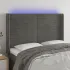 Tăblie de pat cu LED, gri închis, 93x16x118/128 cm, catifea GartenMobel Dekor
