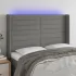 Tăblie de pat cu LED, gri închis, 163x16x118/128 cm, textil GartenMobel Dekor