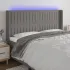 Tăblie de pat cu LED, gri închis, 203x16x118/128 cm, textil GartenMobel Dekor