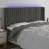 Tăblie de pat cu LED, gri închis, 203x16x118/128 cm, catifea GartenMobel Dekor
