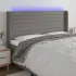 Tăblie de pat cu LED, gri deschis, 183x16x118/128 cm, textil GartenMobel Dekor