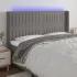 Tăblie de pat cu LED, gri închis, 203x16x118/128 cm, textil GartenMobel Dekor