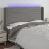 Tăblie de pat cu LED, gri deschis, 203x16x118/128 cm, textil GartenMobel Dekor