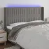 Tăblie de pat cu LED, gri închis, 203x16x118/128 cm, textil GartenMobel Dekor