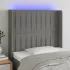 Tăblie de pat cu LED, gri închis, 203x16x118/128 cm, textil GartenMobel Dekor