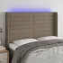 Tăblie de pat cu LED, gri taupe, 163x16x118/128 cm, textil GartenMobel Dekor