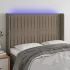 Tăblie de pat cu LED, gri taupe, 203x16x118/128 cm, textil GartenMobel Dekor