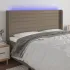Tăblie de pat cu LED, gri deschis, 163x16x118/128 cm, textil GartenMobel Dekor