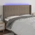 Tăblie de pat cu LED, gri taupe, 203x16x118/128 cm, textil GartenMobel Dekor