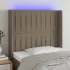 Tăblie de pat cu LED, gri taupe, 203x16x118/128 cm, textil GartenMobel Dekor