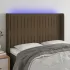 Tăblie de pat cu LED, maro închis, 203x16x118/128 cm, textil GartenMobel Dekor