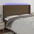 Tăblie de pat cu LED, maro închis, 203x16x118/128 cm, textil GartenMobel Dekor