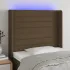 Tăblie de pat cu LED, maro închis, 163x16x118/128 cm, textil GartenMobel Dekor