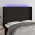 Tăblie de pat cu LED, gri deschis, 147x16x118/128 cm, textil GartenMobel Dekor