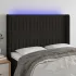 Tăblie de pat cu LED, negru, 203x16x118/128 cm, textil GartenMobel Dekor