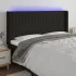 Tăblie de pat cu LED, gri închis, 203x16x118/128 cm, textil GartenMobel Dekor