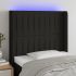 Tăblie de pat cu LED, negru, 203x16x78/88 cm, textil GartenMobel Dekor