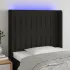 Tăblie de pat cu LED, negru, 203x16x118/128 cm, textil GartenMobel Dekor
