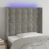 Tăblie de pat cu LED, gri deschis, 163x16x118/128 cm, catifea GartenMobel Dekor