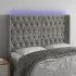 Tăblie de pat cu LED, gri închis, 147x16x118/128 cm, catifea GartenMobel Dekor
