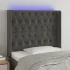 Tăblie de pat cu LED, gri închis, 163x16x118/128 cm, catifea  GartenMobel Dekor