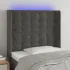 Tăblie de pat cu LED, gri închis, 163x16x118/128 cm, catifea GartenMobel Dekor