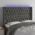 Tăblie de pat cu LED, gri închis, 163x16x118/128 cm, catifea  GartenMobel Dekor