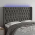 Tăblie de pat cu LED, gri închis, 163x16x118/128 cm, catifea  GartenMobel Dekor