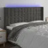 Tăblie de pat cu LED, gri închis, 163x16x118/128 cm, catifea GartenMobel Dekor