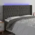 Tăblie de pat cu LED, gri închis, 163x16x118/128 cm, catifea  GartenMobel Dekor