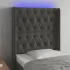 Tăblie de pat cu LED, gri închis, 163x16x118/128 cm, catifea  GartenMobel Dekor