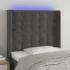 Tăblie de pat cu LED, gri închis, 163x16x118/128 cm, catifea GartenMobel Dekor