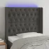 Tăblie de pat cu LED, gri închis, 163x16x118/128 cm, catifea  GartenMobel Dekor