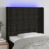 Tăblie de pat cu LED, negru, 147x16x78/88 cm, textil GartenMobel Dekor