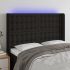 Tăblie de pat cu LED, negru, 147x16x78/88 cm, textil GartenMobel Dekor