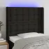 Tăblie de pat cu LED, negru, 147x16x78/88 cm, textil GartenMobel Dekor