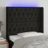 Tăblie de pat cu LED, maro închis, 93x16x118/128 cm, textil GartenMobel Dekor