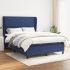 Pat box spring cu saltea, albastru, 200x200 cm, textil GartenMobel Dekor