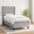 Pat continental cu saltea, gri deschis, 160x200 cm, textil GartenMobel Dekor